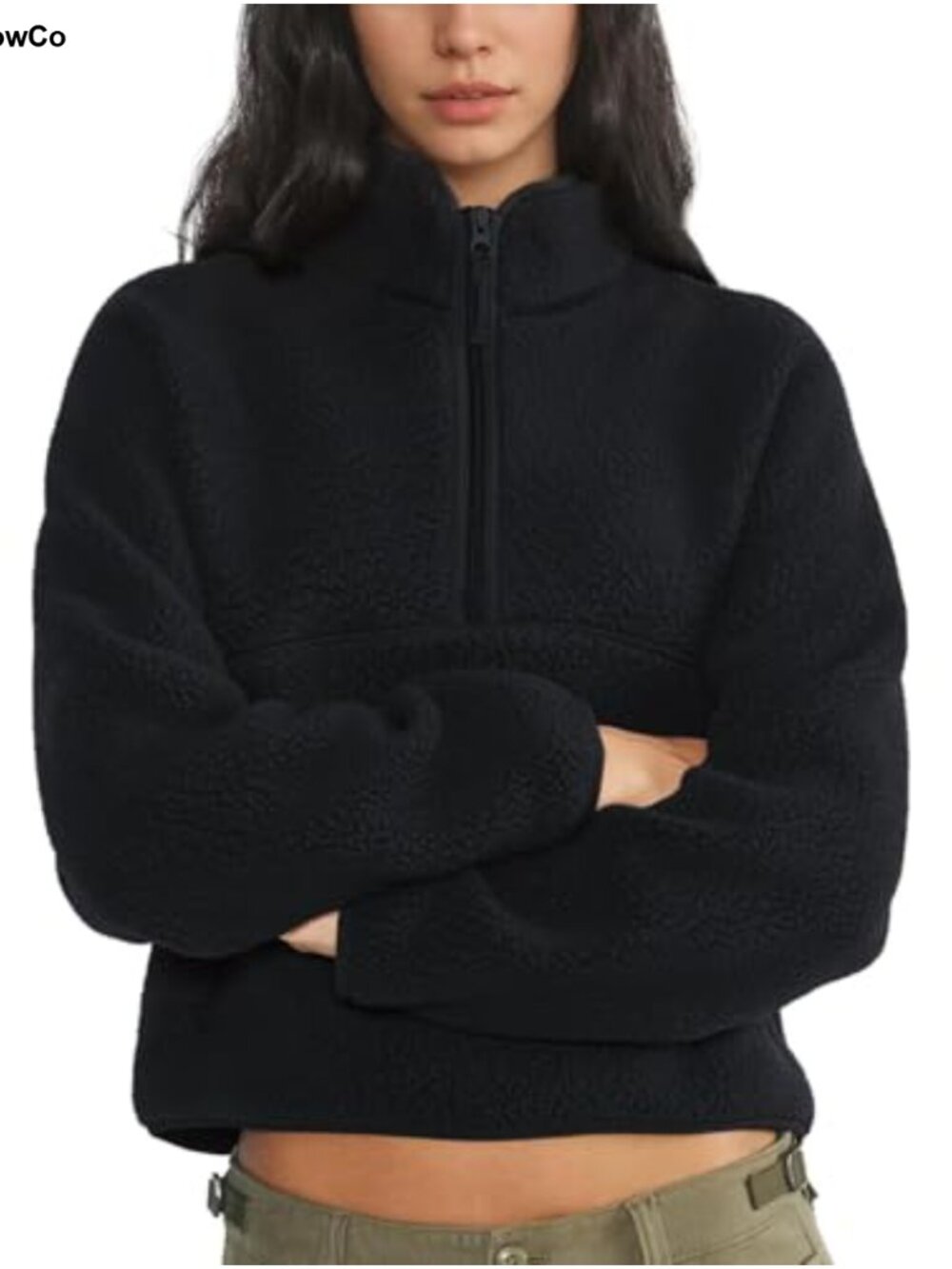 Womens Sherpa Fleece Quarter Zip Sweatshirt Pullover Warm Jacket Funnelneck